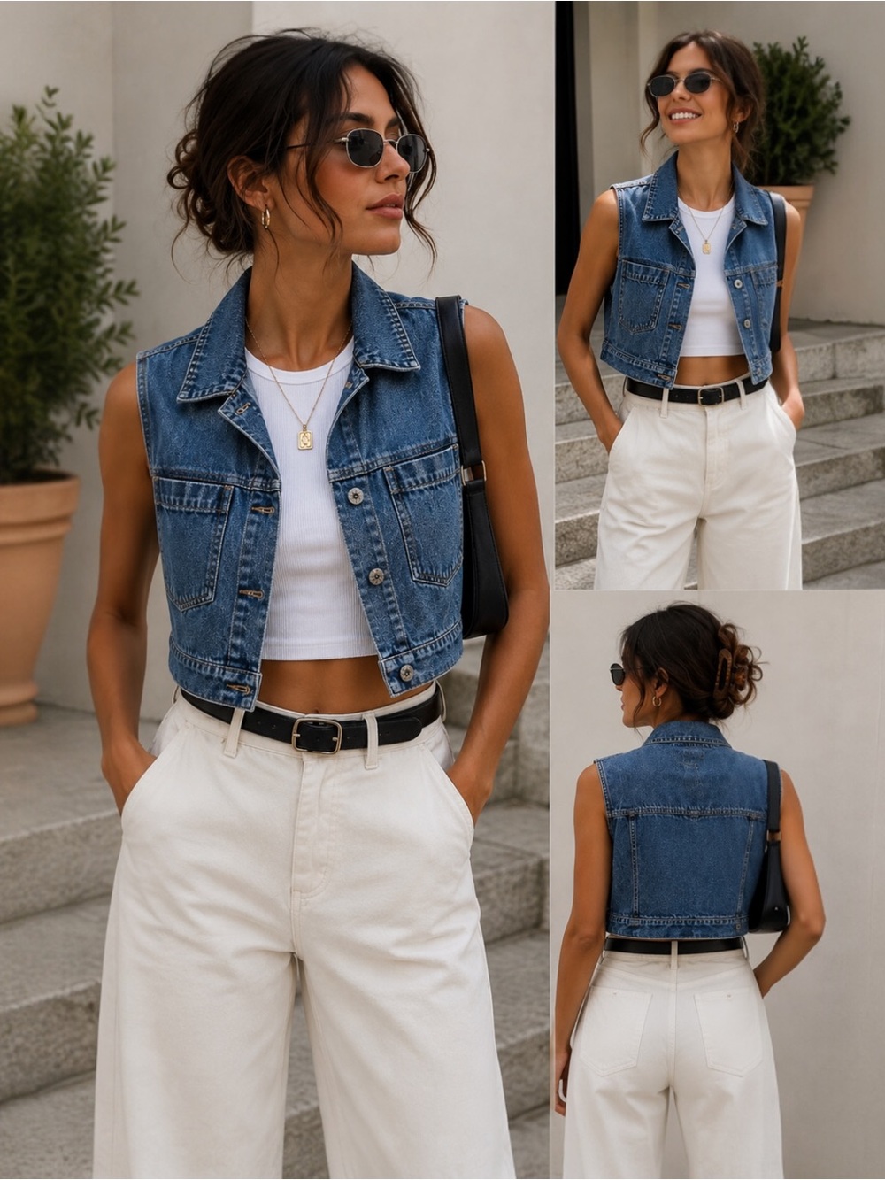 Vintage 90s Paul Harris Denim PHD Sleeveless Button Front Vest Medium